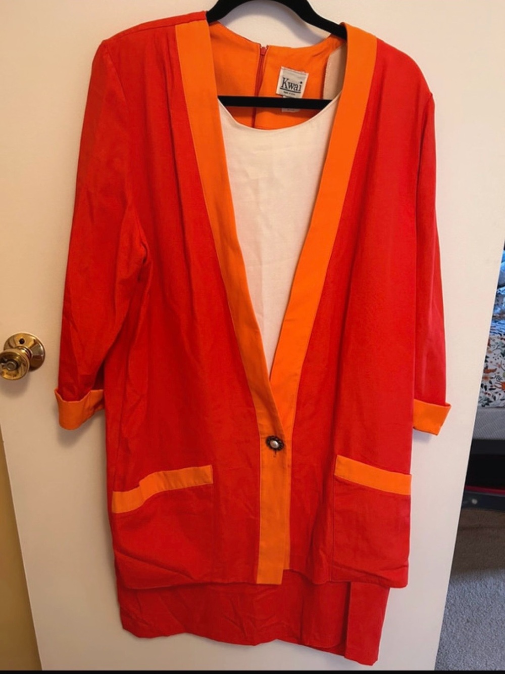 Kwai size 14 Orange Contrast-Trim Midi Dress
